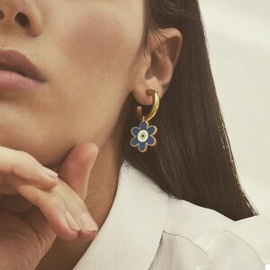 Evil eye 🧿 flower earrings silver